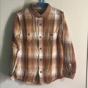 New The Children's Place Boy’s Earth Tones and Brown Flannel Plaid Shirt